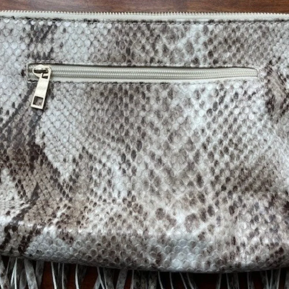 Aldo Snakeskin Faux Leather Wristlet with Fringe NWOT